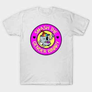 Smash The Gender Binary - Cute Rainbow Cartoon T-Shirt